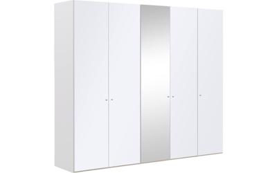Goossens Kledingkast Easy Storage Ddk, Kledingkast 253 cm breed, 220 cm hoog, 4x glas draaideur en 1x spiegel draaideur midden