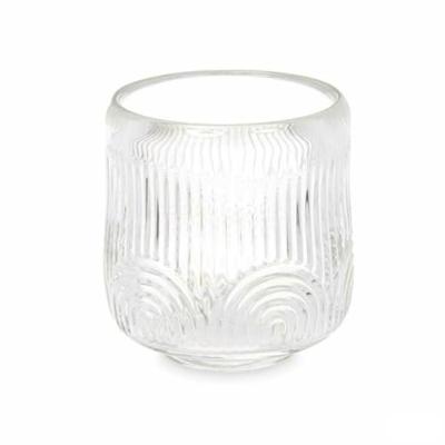 Kaarshouder Gift Decor Transparant Kristal 9 x 9,5 x 9 cm Strepen (12 Stuks)