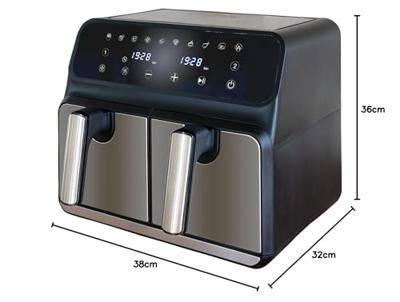 Unold TWIN ZONE Airfryer 8 l 1700 W 2 gescheiden temperatuurregelaars Zwart, RVS Unold TWIN ZONE Airfryer 8 l 1700 W 2 gescheiden temperatuurregelaars Zwart, RVS