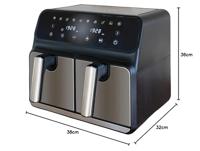 Unold TWIN ZONE Airfryer 8 l 1700 W 2 gescheiden temperatuurregelaars Zwart, RVS - thumbnail