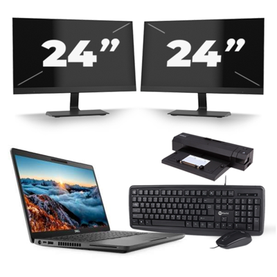 Dell Latitude 5400 - Intel Core i5-8e Generatie - 14 inch - 16GB RAM - 256GB SSD - Windows 11 + 2x 24 inch Monitor