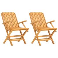 Tuinstoelen inklapbaar 2 st 61x67x90 cm massief teakhout - thumbnail
