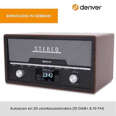 Denver MDA-525DW DARK WOOD Radio DAB+, VHF (FM) Hout-bruin (zijdemat)