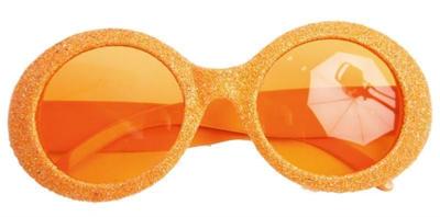 Bril disco glitter neon oranje