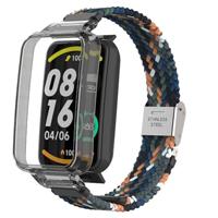 By Qubix - Braided nylon bandje met case - Multicolor Dark - Xiaomi Smart band 7 Pro - thumbnail