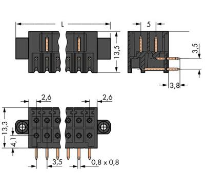 WAGO 713-1437/037-000 Male header (standaard) 1735 Totaal aantal polen: 34 Rastermaat: 3.50 mm Inhoud: 10 stuk(s)