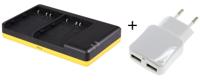 Duo lader voor 2 camera accu's Nikon EN-EL3 / EN-EL3e + handige 2 poorts USB 230V adapter - thumbnail