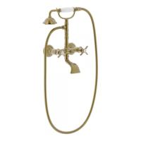 Douchemengkraan Tres Clasic 2 Kruisgreep Incl Handdouche met Steun Verouderd Messing - thumbnail