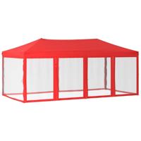 Partytent inklapbaar met Mesh zijwanden 3x6 m rood - thumbnail