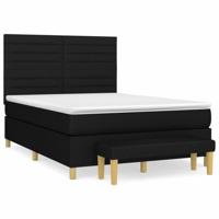 Boxspring met matras stof zwart 140x200 cm - thumbnail