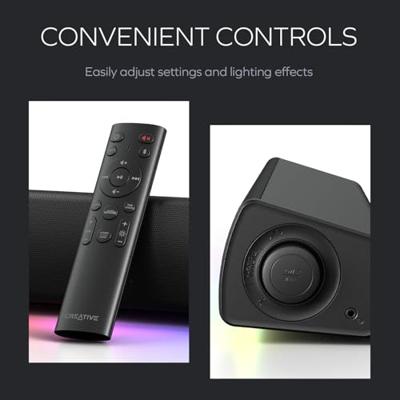 CREATIVE Sound Blaster GS5 RGB Gaming Soundbar met SuperWide-technologie, aangedreven via adapter, tot 60 W piekvermogen, Bluetooth 5.4, optische ingang, hoofdtelefoonuitgang voor pc en tv