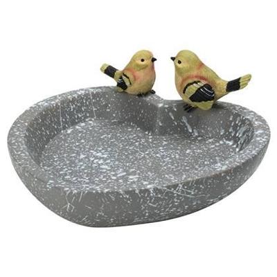 Pro GardenA vogelbad|voederschaal - hart - grijs - kunststof - D20 cm