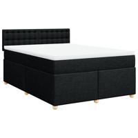 Boxspring met matras stof zwart 160x200 cm - thumbnail