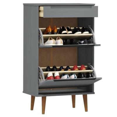 Schoenenkast MOLDE 59,5x35x103 cm massief grenenhout grijs Schoenenkast MOLDE 59,5x35x103 cm massief grenenhout grijs