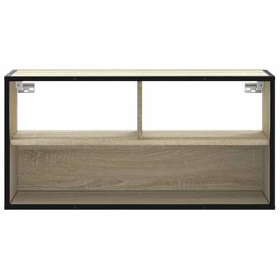 Tv-meubel 80x31x39,5 cm bewerkt hout metaal sonoma eikenkleurig Tv-meubel 80x31x39,5 cm bewerkt hout metaal sonoma eikenkleurig