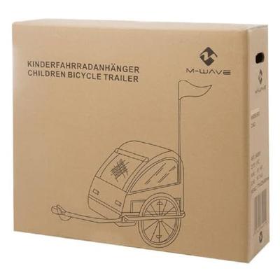 M-Wave kinder fietsaanhangwagen - vouwbaar, 20 wielen, reflectoren, regenbescherming, blauw"