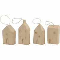 Creativ Company Huisjes van papiermache, 4st. - thumbnail