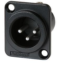 Amphenol AC3MM-DZB 3 Polige XLR Chassisdeel | Female | Type D | Zwart