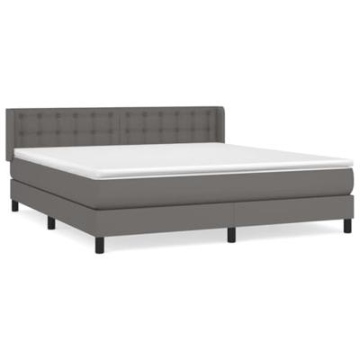 Boxspring met matras kunstleer grijs 160x200 cm