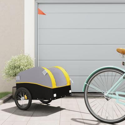 VidaXL Fietstrailer 30 kg ijzer zwart en geel