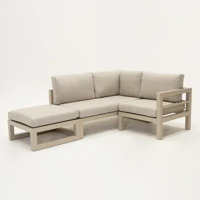 Grosso 2-zits bank L + hocker + hoek beige