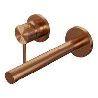 Brauer Stripe inbouw wastafelmengkraan met rechte uitloop en rozetten model A2 koper geborsteld PVD - thumbnail