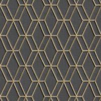 Dutch Wallcoverings Wallstitch/Bs1 Hexagonal Black - Zwart - thumbnail
