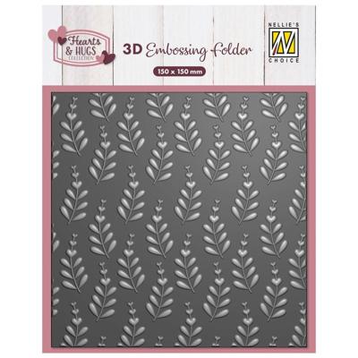 Nellie's Choice • embossing folder achtergrond hart en blad 15x15cm