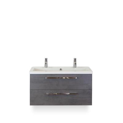 Seville Badmeubelset 100 cm - Beton Antraciet - Wastafel Djazz 2 kraangaten