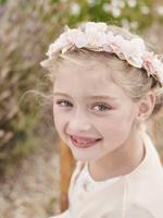 Haarband bedekt met bloemen perzik - thumbnail