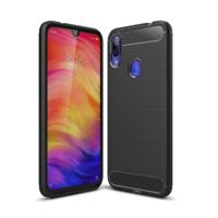 Geborsteld textuur koolstofvezel TPU Case voor de Xiaomi Redmi Note 7 (zwart) - thumbnail