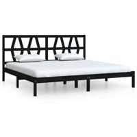Bedframe massief grenenhout zwart 200x200 cm - thumbnail