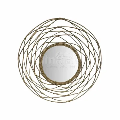 Spiegel Kubu Rotan Kransvorm Ø90cm Spiegel Kubu Rotan Kransvorm Ø90cm