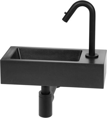 Saqu Basin fonteinset met mat zwarte kraan rechts Quartz Saqu Basin fonteinset met mat zwarte kraan rechts Quartz