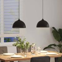 Hanglampen 2 st In hoogte verstelbaar E27 30 cm metaal zwart - thumbnail