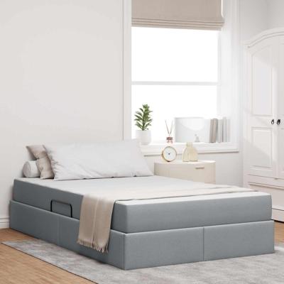 Opbergbed met matras Lichtgrijs 120 x 190 cm Polyester