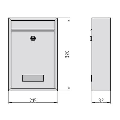 Basi 2170-0308 BK 100 Brievenbus RVS Sleutelslot Basi 2170-0308 BK 100 Brievenbus RVS Sleutelslot