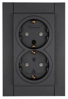 Kopp HK07 antraciet inbouw stopcontact RA dubbel + kinderbeveiliging - 4623115 - thumbnail