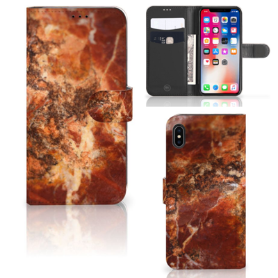 Apple iPhone Xs Max | Bookcase | Marmer Bruin Apple iPhone Xs Max | Bookcase | Marmer Bruin