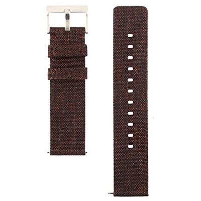 Canvas nylon bandje Fitbit Versa 1 / 2 & Lite - Donker Bruin - thumbnail