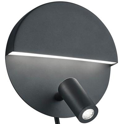 LED Wandlamp Mat Zwart 8W - Warm Wit 3000K - Aluminium Rond
