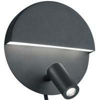 LED Wandlamp Mat Zwart 8W - Warm Wit 3000K - Aluminium Rond - thumbnail