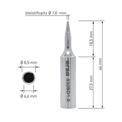 Ersa Soldeertip | potloodtip | breedte 1 mm | 0832 BD/SB | 2 stuks - 0832BD/SB 0832BD/SB Ersa Soldeertip | potloodtip | breedte 1 mm | 0832 BD/SB | 2 stuks - 0832BD/SB 0832BD/SB
