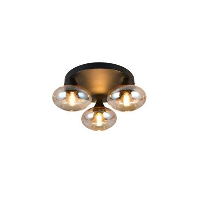 Trio PlafondlampDivina zwart met amber glas - R66643013
