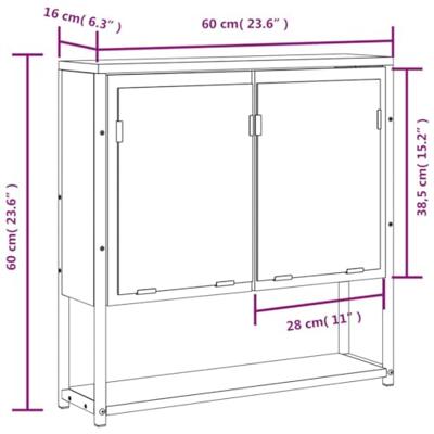 Badkamerspiegelkast 60x16x60 cm bewerkt hout bruin eikenkleurig