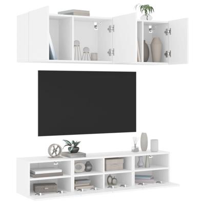5-delige Tv-meubelset bewerkt hout wit - thumbnail