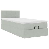 Ottoman bed met matras 90x200cm fluweel lichtgrijs - thumbnail