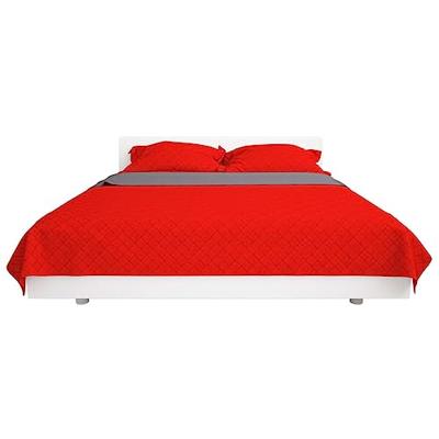 VidaXL Dubbelzijdige quilt bedsprei rood en grijs 220x240 cm VidaXL Dubbelzijdige quilt bedsprei rood en grijs 220x240 cm