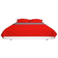 VidaXL Dubbelzijdige quilt bedsprei rood en grijs 220x240 cm - thumbnail