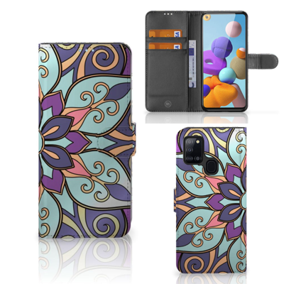 Samsung Galaxy A21s Hoesje Purple Flower Samsung Galaxy A21s Hoesje Purple Flower